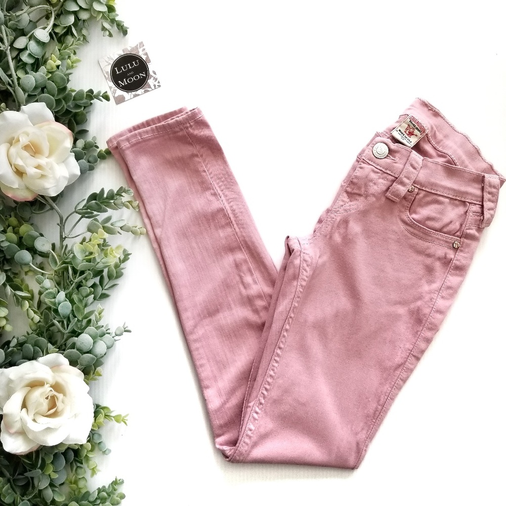 True Religion pink Casey skinny jeans size 24